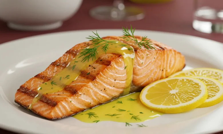 Grilled Salmon Dinner Extraordinary With Lemon Butter